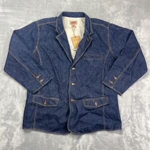 NWT PJ Marks Deadstock Blazer Jacket Mens XL Rinse Indigo Blue Denim Notch Lapel